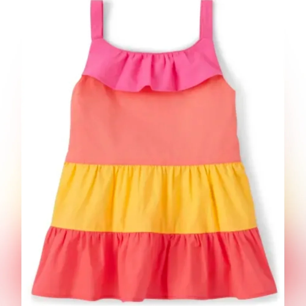 🥳 3/$30 GYMBOREE Girls Colorblock Tiered Top Size 10 - Picture 1 of 5